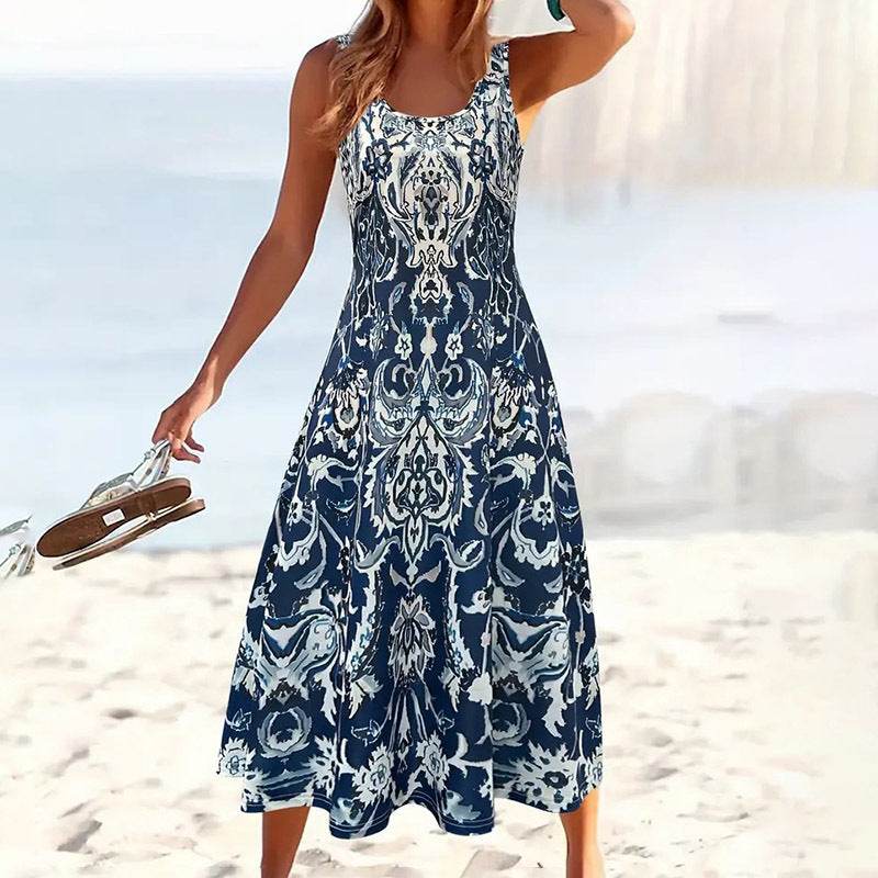 Women's Summer Sleeveless Boho Maxi Sundress Casual Beach Dress |