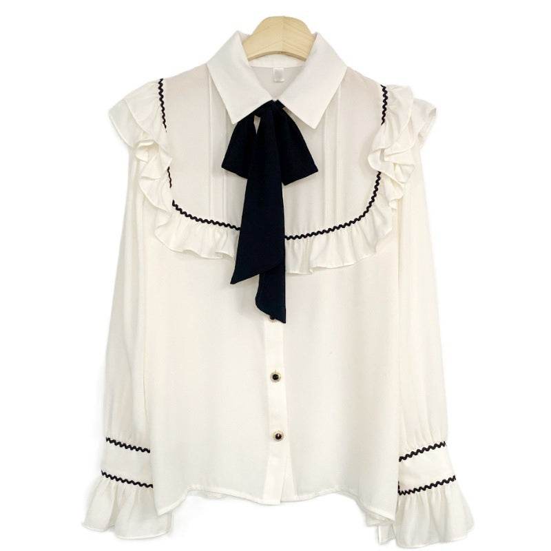 Elegant Bow Ruffled Tied Flared long Sleeves Shirt For Women - EX-STOCK Canada