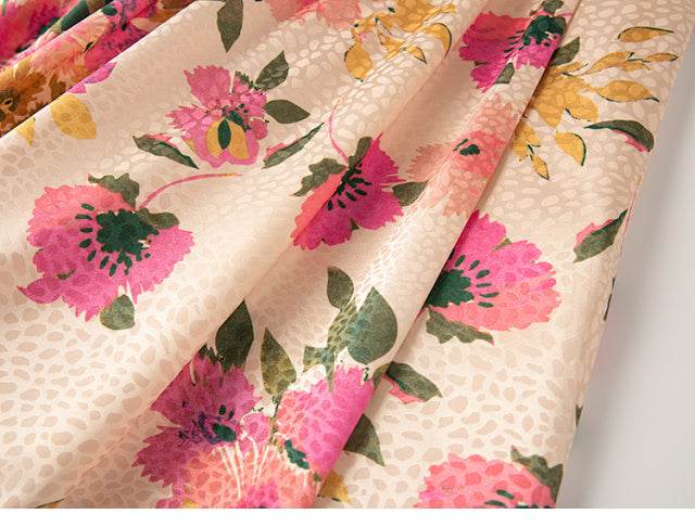 New Spring Summer Retro Pattern Midi Floral Pleated Skirt - EX-STOCK Canada