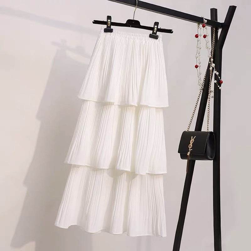 Women's Spring And Summer Chiffon layered Midi maxi Skirt - EX-STOCK Canada