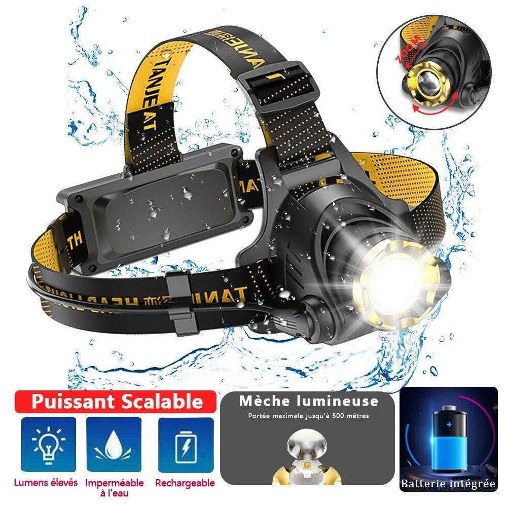 LED Headlamp Rechargeable Head Torch Zoom Headlight Lamp Powerful Flashlight Fishling Driving Camping Light With 3 Modes Work Light - EX-STOCK Canada