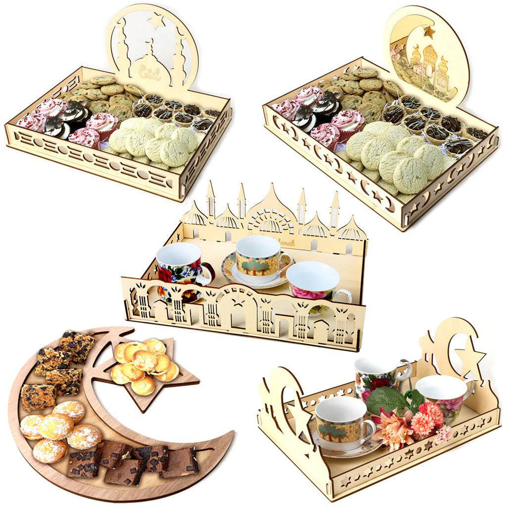 Wooden Ornament Eid Al Fitr Table Decoration coffee Tray - EX-STOCK Canada