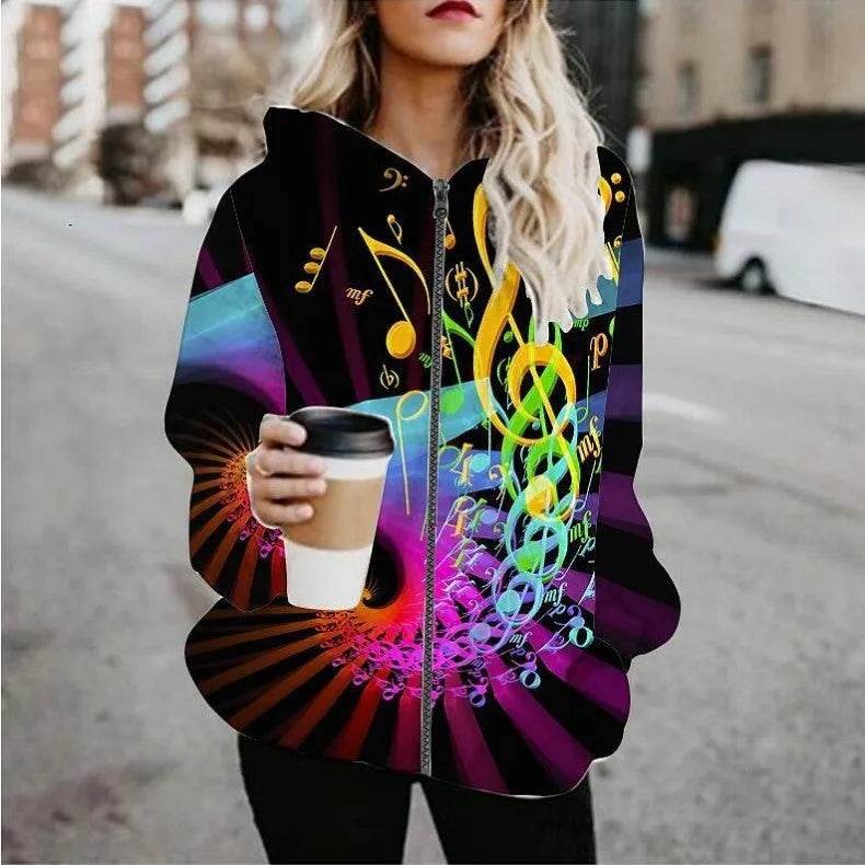 Printed Anime Cartoon Casual Fashion Zip up Hoodie Cardigan women - EX-STOCK Canada