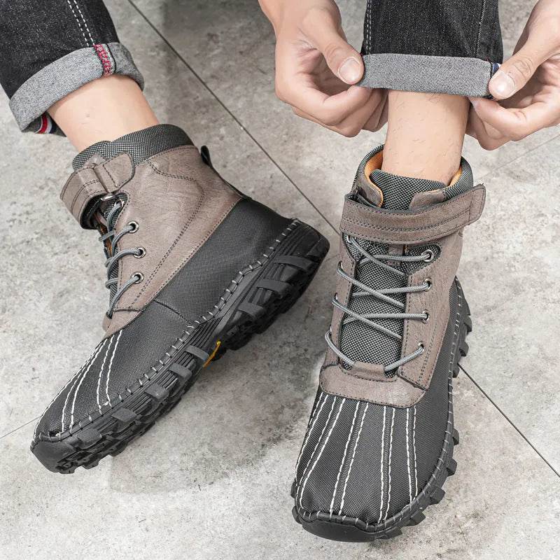 Winter Fleece Lace-up Snow Boots For Men Women Waterproof And Anti-slip Outdoor Work Boot Fashion Warm Mid-tube Cotton Shoes Men - EX-STOCK Canada