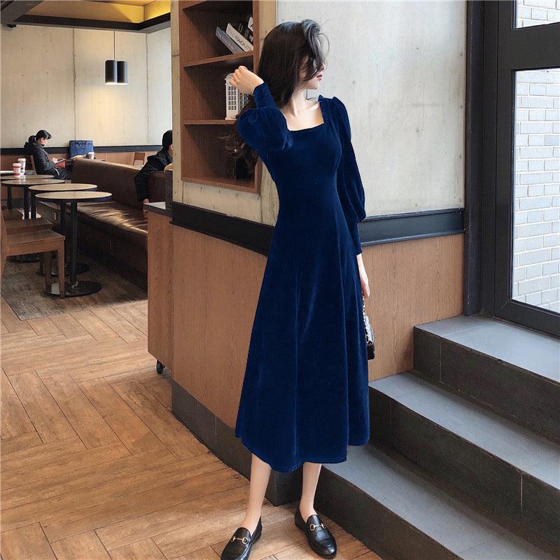 Robe en velours uni à encolure carrée pour femmesEX-STOCK Canada