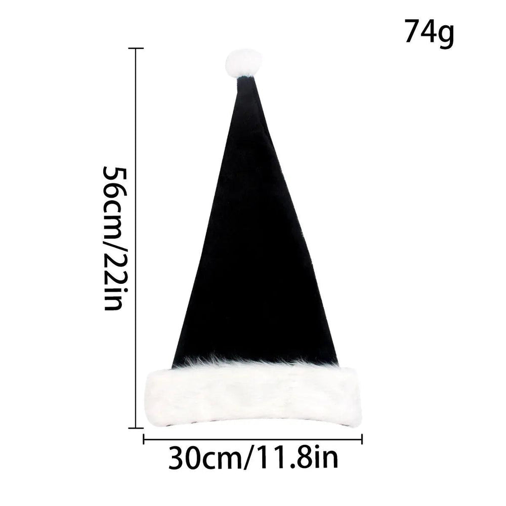 Black Christmas Hat Halloween Plush Hat Thickened Plus-sized Christmas Hat EX-STOCK Canada