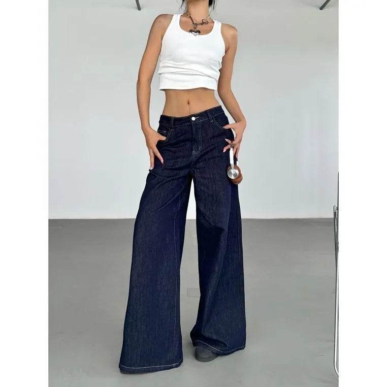 Fashion American Retro Wide Leg Baggy Jeans Pant For Women - EX-STOCK Canada
