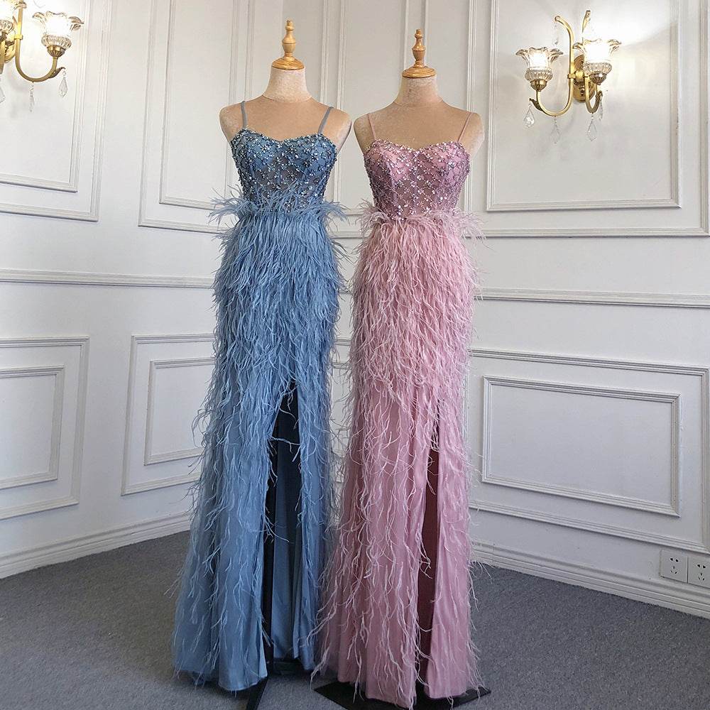 Suspender formal dress Tassel Slim-fit Party Banquet Engagement Dress - EX-STOCK Canada