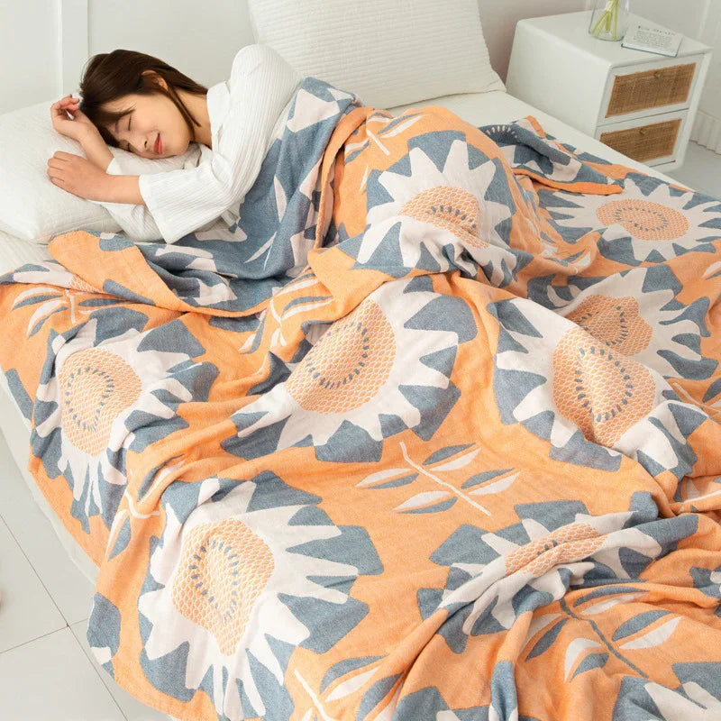 Cotton Four-layer Gauze Towel Blanket Air Conditioning Blanket Thin Duvet EX-STOCK Canada