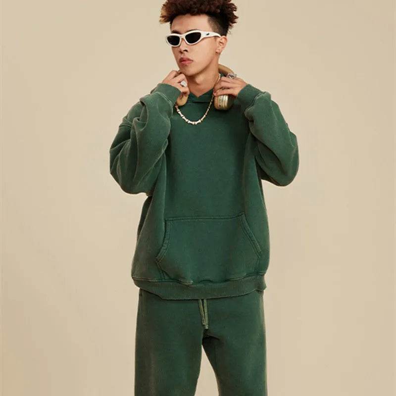 Men's Fashion Retro Velvet Hoodie Sweatshirt Pullover top - EX-STOCK Canada