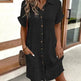 Womens Button Down Shirt Dress Summer Cotton Linen Dress V-Neck Mini Dress Casual Short Sleeve Loose Tunic Dresses - EX-STOCK Canada