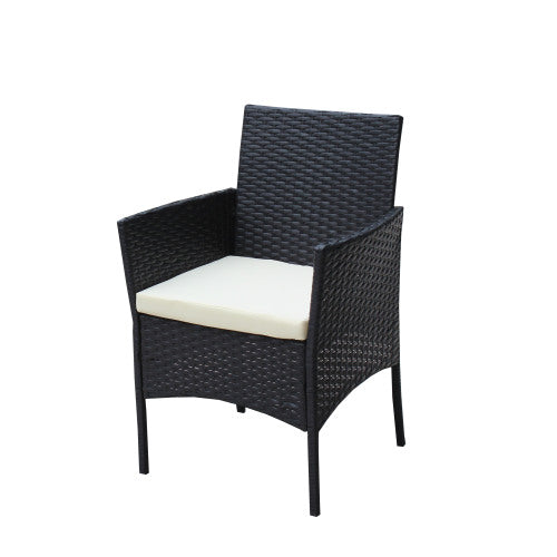 4-tlg. Rattan-Patio-Möbelset für den Außenbereich, gepolsterte Sitzfläche, Korbsofa, beige KissenEX-STOCK Canada