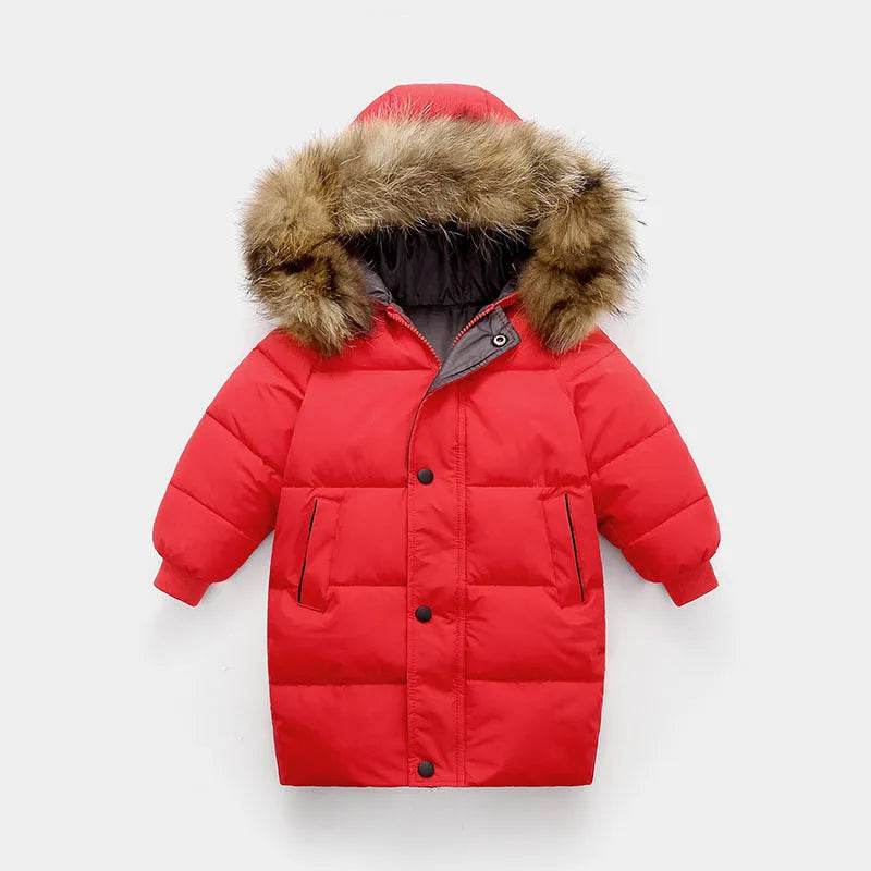 Big Fur Collar Mid-length Medium And Large Children's Clothing Thick Winter Wear Coat - EX-STOCK Canada
