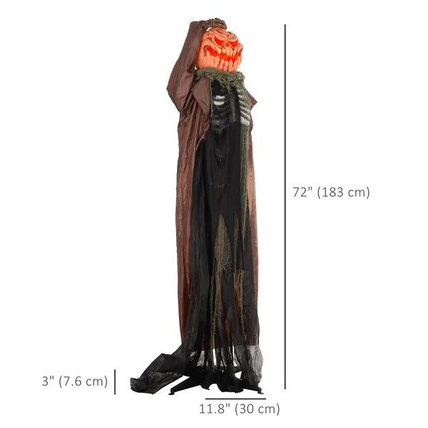 6' Life Size Decoration Animatronic Skull Pumpkin Ghost Outdoor Halloween, Sound And Motion Activated EX-STOCK Canada