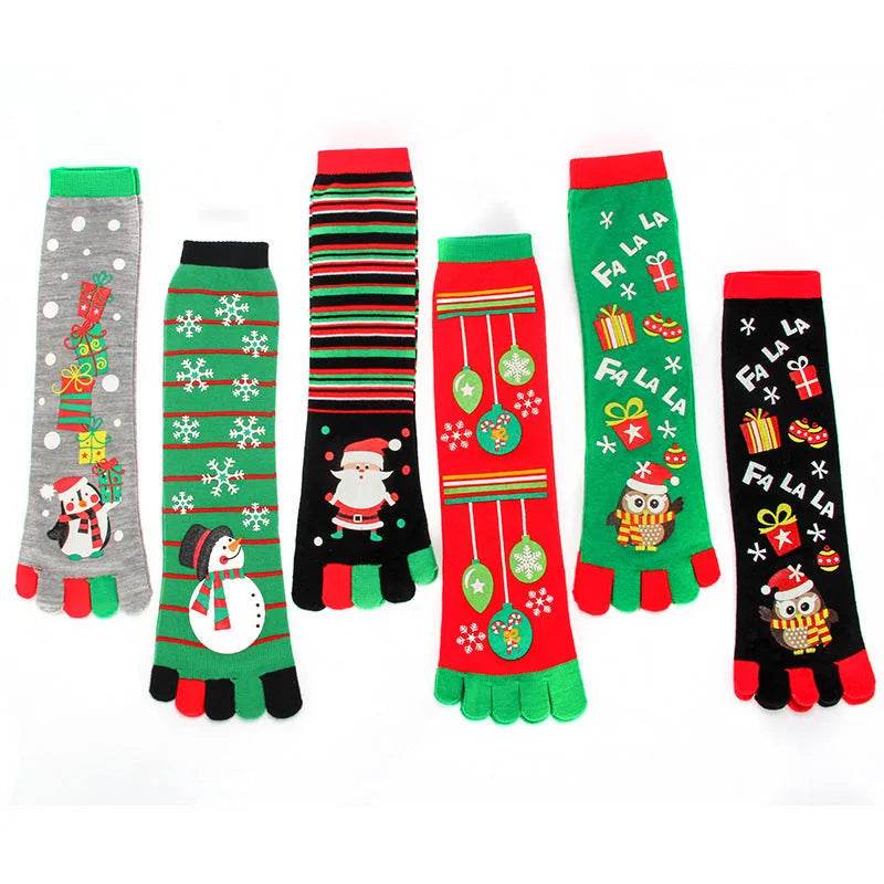 Cute Winter Christmas socks Five-finger Elastic absorbent Split-toe - EX-STOCK Canada