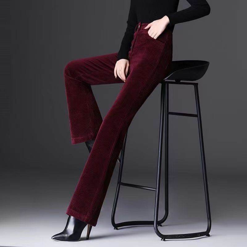 High-grade Bootcut Trousers Women's Corduroy Flared Pants Draping Effect - EX-STOCK Canada