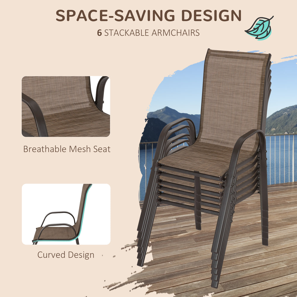 Ensemble de mobilier de patio 8 pièces avec parasol de patio de 9 pi, table et chaises de jardin, brun clair mélangéEX-STOCK Canada