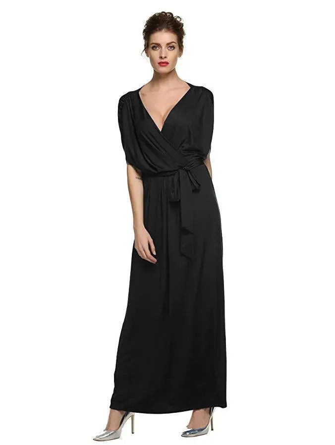 4XL Big Size Dress Elegant Women Long wrap Dresses Summer Dresses