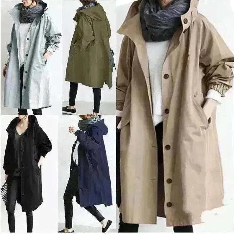 Donne casual in stile con cappuccio con cappuccio con cappuccio con cappuccio a metà lunghezza a maniche lunghe
