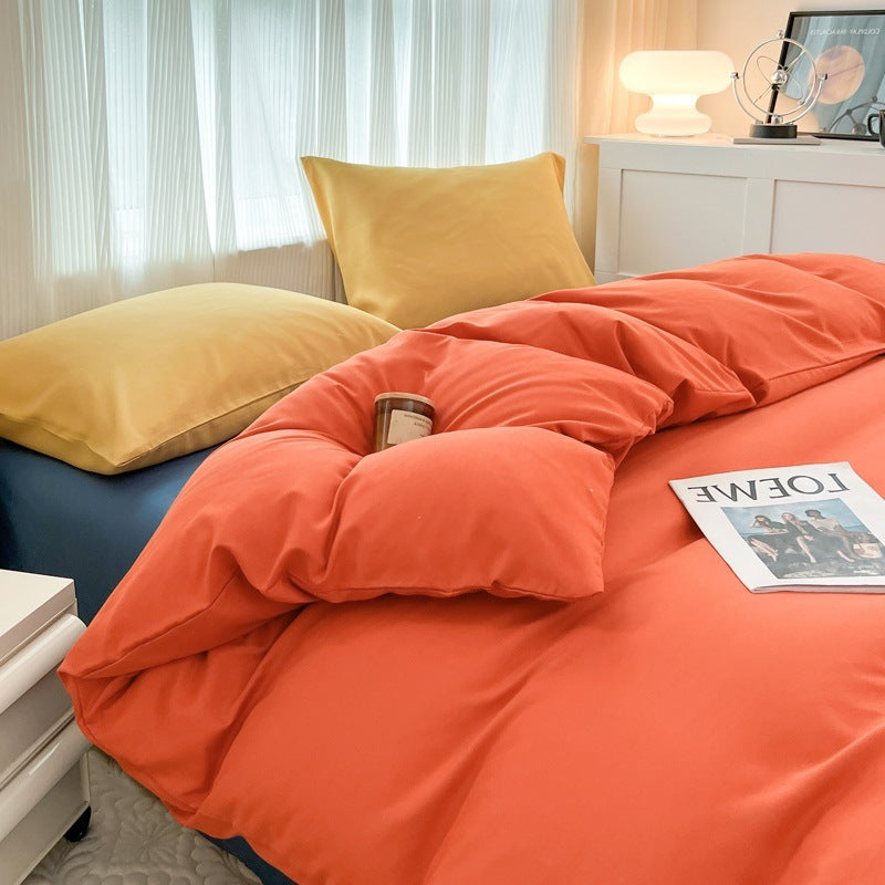 Solid Color Four-piece Set Simple Washed Sanding Duvet Cover EX-STOCK Canada