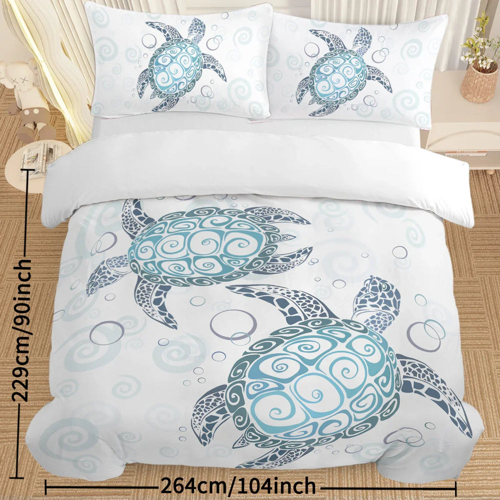 Sea Turtle Bedding Aqua Teal Blue Duvet Cover Sets Beach Turtle Bed Sets Ocean 3 Piece Turtle Themed Comforter Cover With 2 Pillowcases Twin Full Queen King Size EX-STOCK Canada