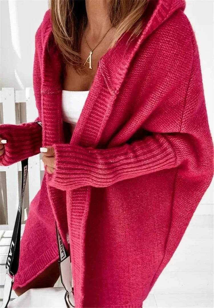 Oversized Head cover Knitted Long Kimono Cashmere Cardigan for Women - EX-STOCK Canada