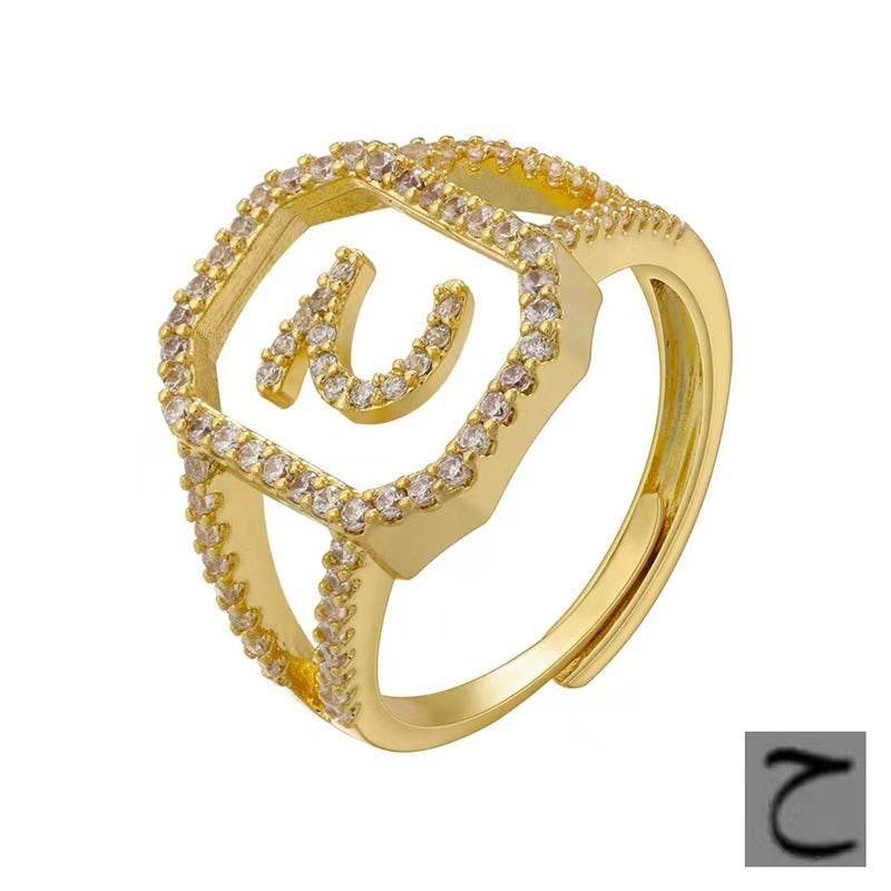 Fashion Micro Inlaid Zircon Arab Letters Ring for women - EX-STOCK Canada