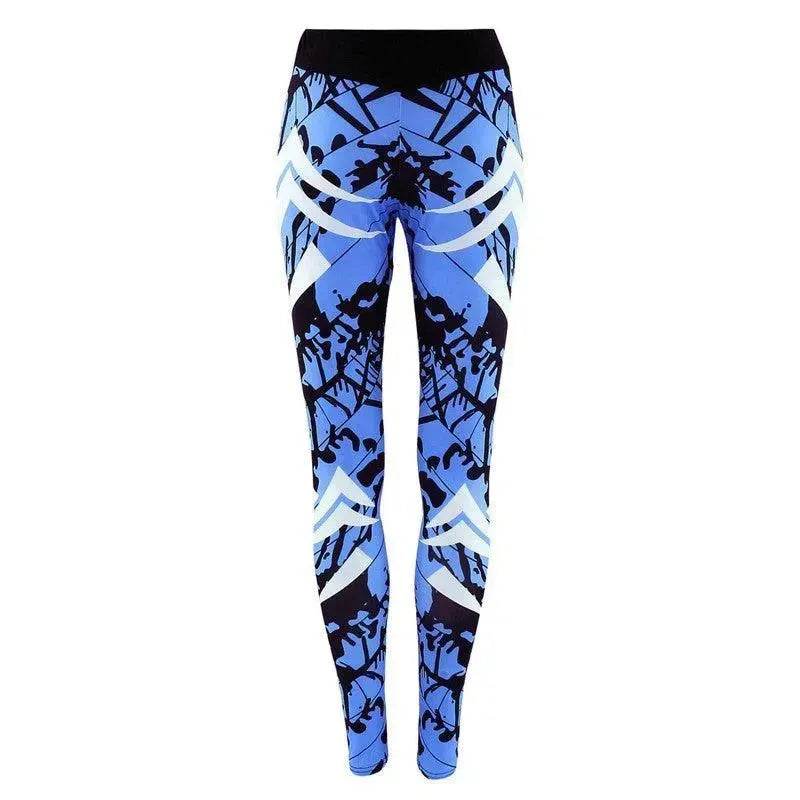 Dark Blue Printed Tight Gym Leggings - EX-STOCK Canada