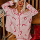 Satin Printed Santa Claus Two-piece Suit Home - EX-STOCK Canada