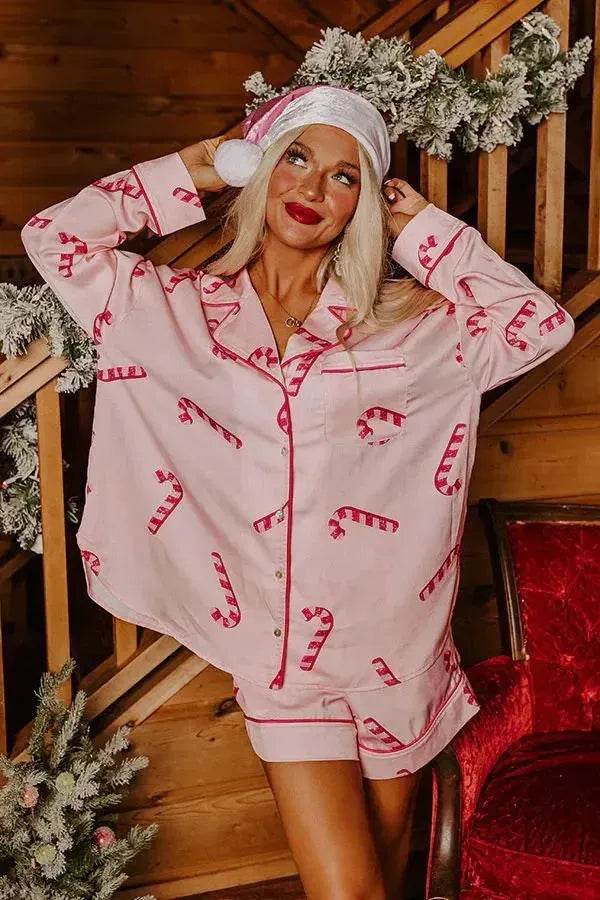 Satin Printed Santa Claus Two-piece Suit Home - EX-STOCK Canada