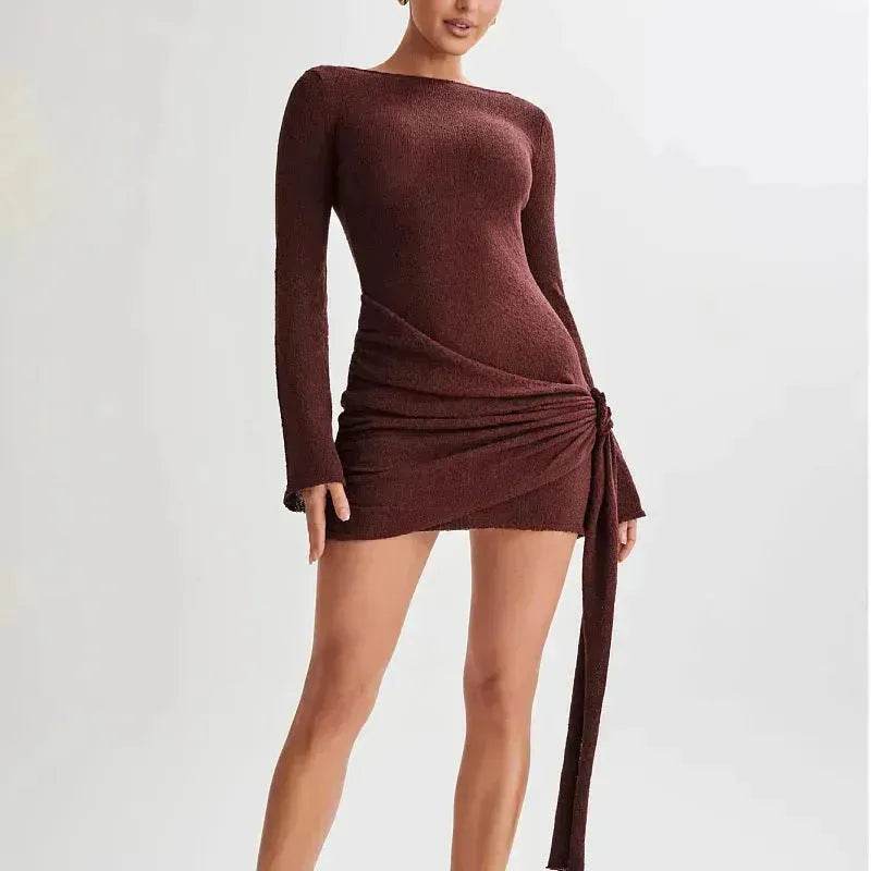 Fashion Suspender Slim Long-sleeved Dress Y2K Charming Hip-hugging V-shaped Backless Bodycon Short Mini Dresses Womens Clothing - EX-STOCK Canada