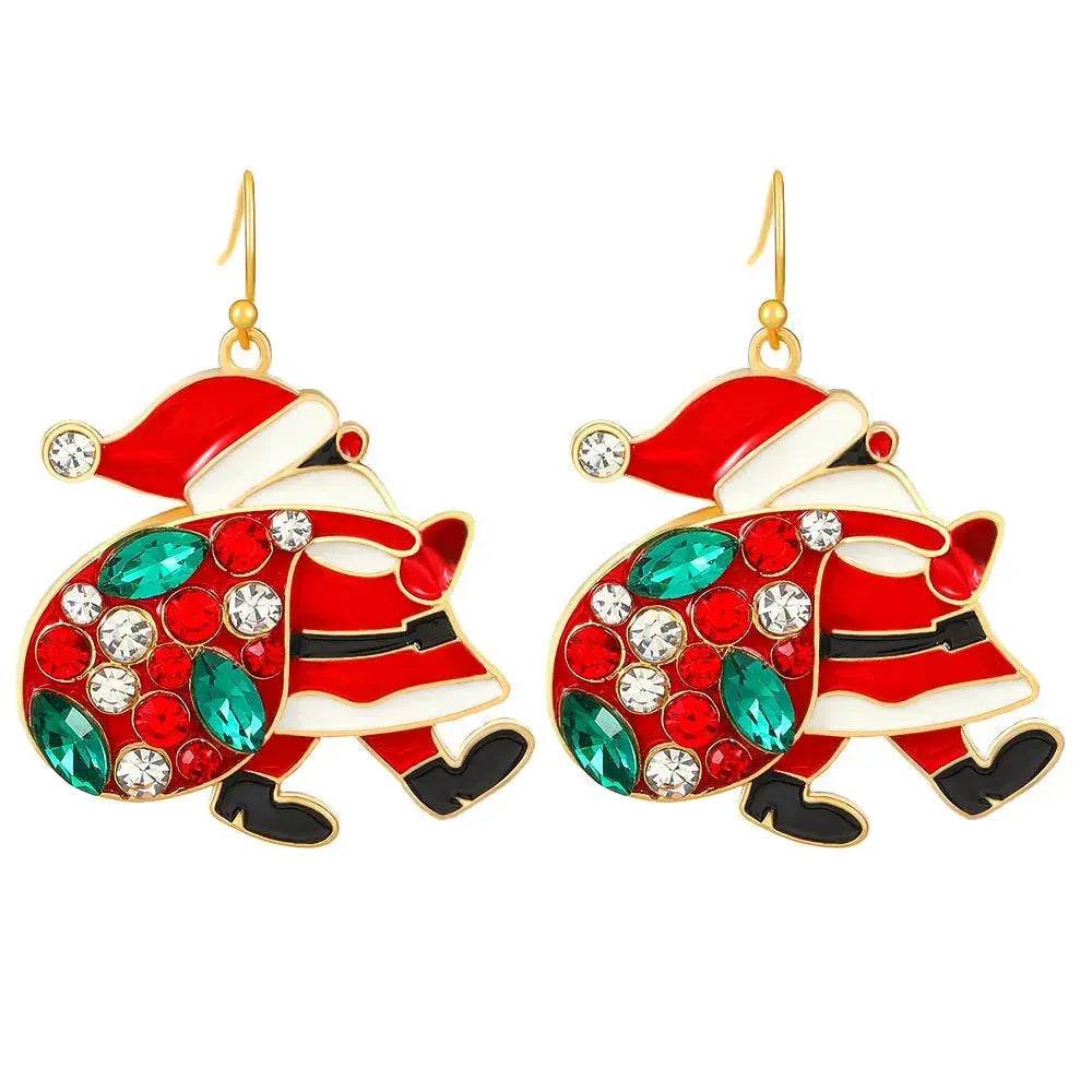 Personalized Cute Santa Claus Earrings With Colorful Rhinestones Ins Fashion Christmas Earrings For Women Jewelry - EX-STOCK Canada