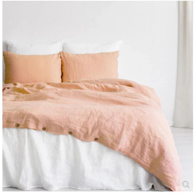 Pure Linen Bed Sheet Duvet Cover Washed Fabric EX-STOCK Canada