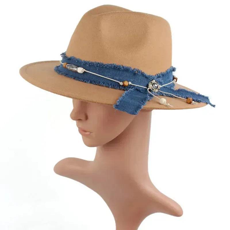Women Fashion Denim Blue Cloth Scarf Hat Woolen Hat - EX-STOCK Canada