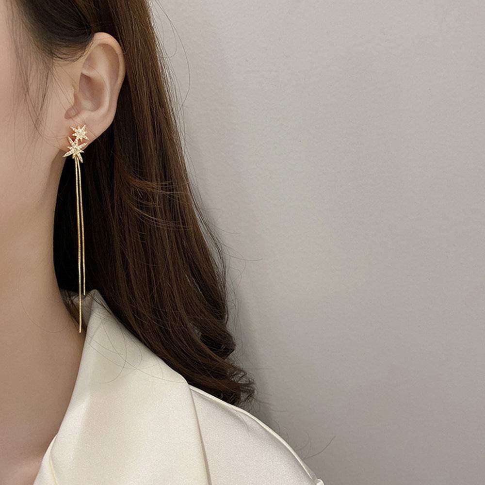 Women's Korean Style Long Tassel Drop Earrings Elegant Lightweight Statement Gold Plated Fashion Jewelry Wholesale - EX-STOCK Canada