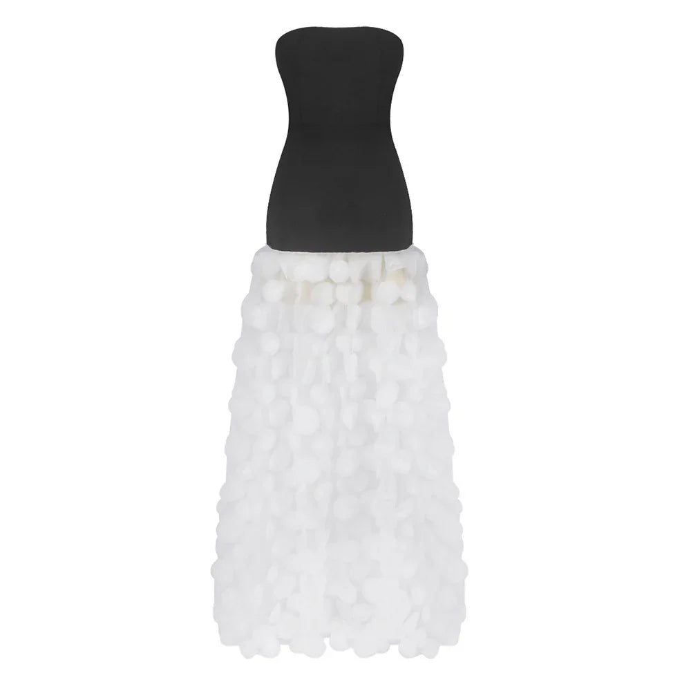 Black And White Tube Top Three-dimensional Flower Pettiskirt Dinner Dress EX-STOCK Canada