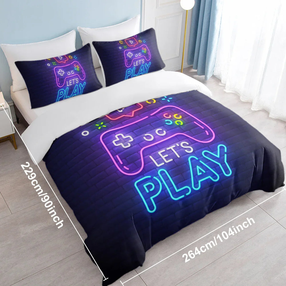 Gaming Duvet Cover Set Twin Full Queen King Size Video Game Controller Bedding Set, Boys Video Games Comforter Cover With 2 Pillow Shams, Bed Set For Boys Girls Bedroom Decor EX-STOCK Canada