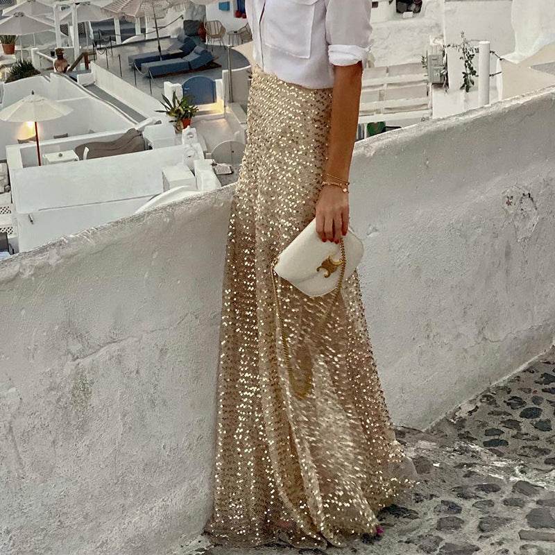 Elegant Women's Long Sequin Skirt - EX-STOCK Canada