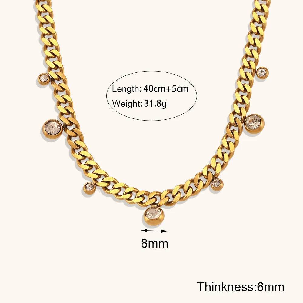 Round Zircon Pendant Cuban Link Chain Necklace - EX-STOCK Canada