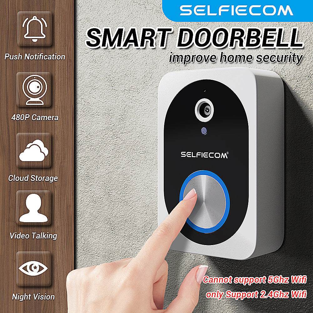 D10 Intelligent Wireless Doorbell Camera With Rechargeable Battery, Two-way Audio, 2.4G Wi Fi, APP Remote Intercom, Free Rolling Cloud Storage Built-in Battery - EX-STOCK Canada