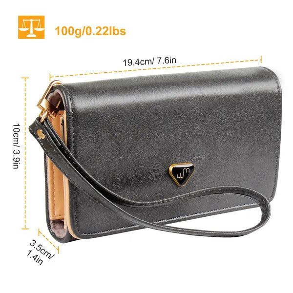 Porte-monnaie bracelet pour femme en cuir PU, sac à main féminin, porte-cartes avec 4 emplacements pour cartes, 3 compartiments à billets et 1 poche à monnaieEX-STOCK Canada