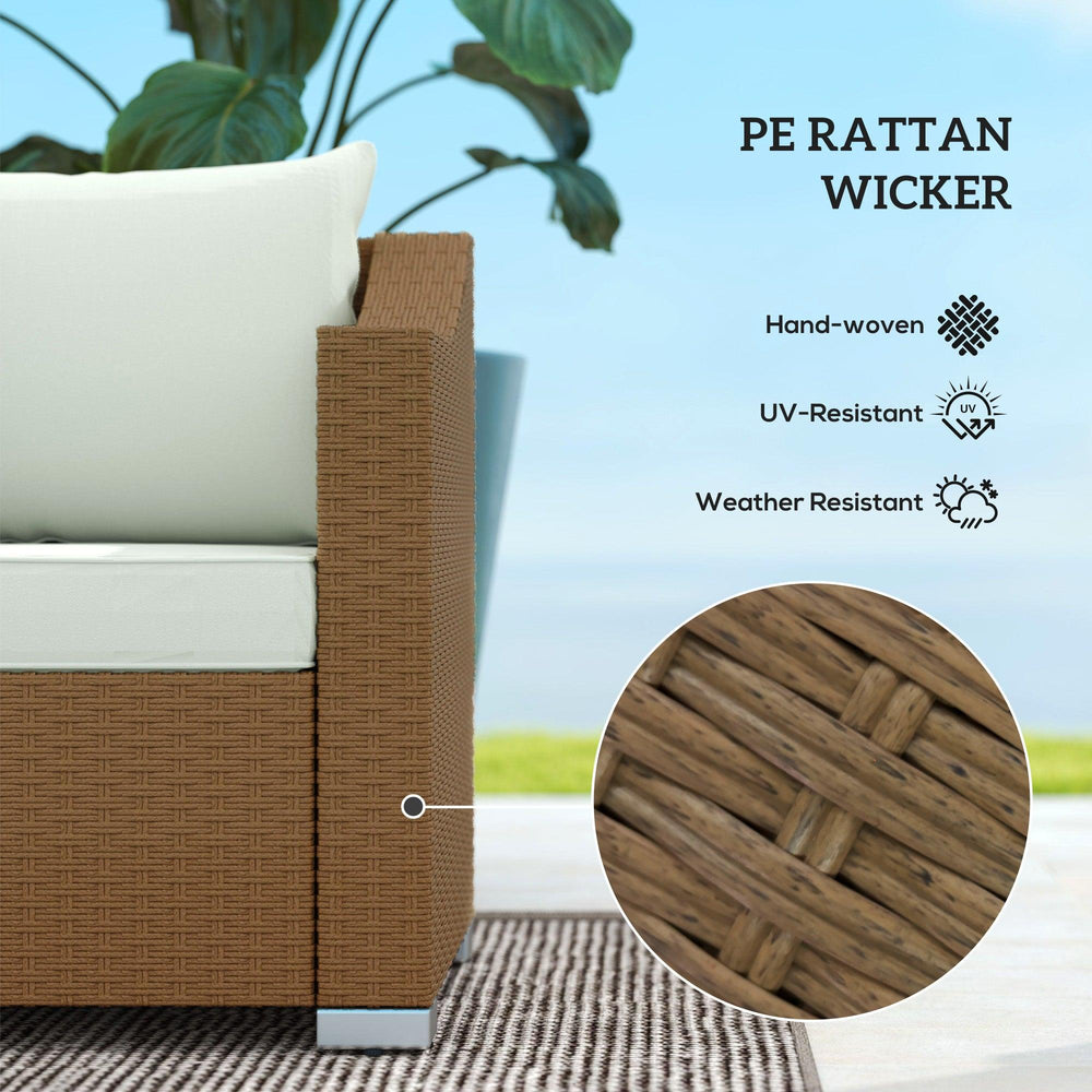 Rattan- und Korbmöbel 3-Sitzer-Patio-Sofa mit Kissen, 2 Wurfkissen, Outdoor-Möbel Rattan-Sofa, HellgrauEX-STOCK Canada