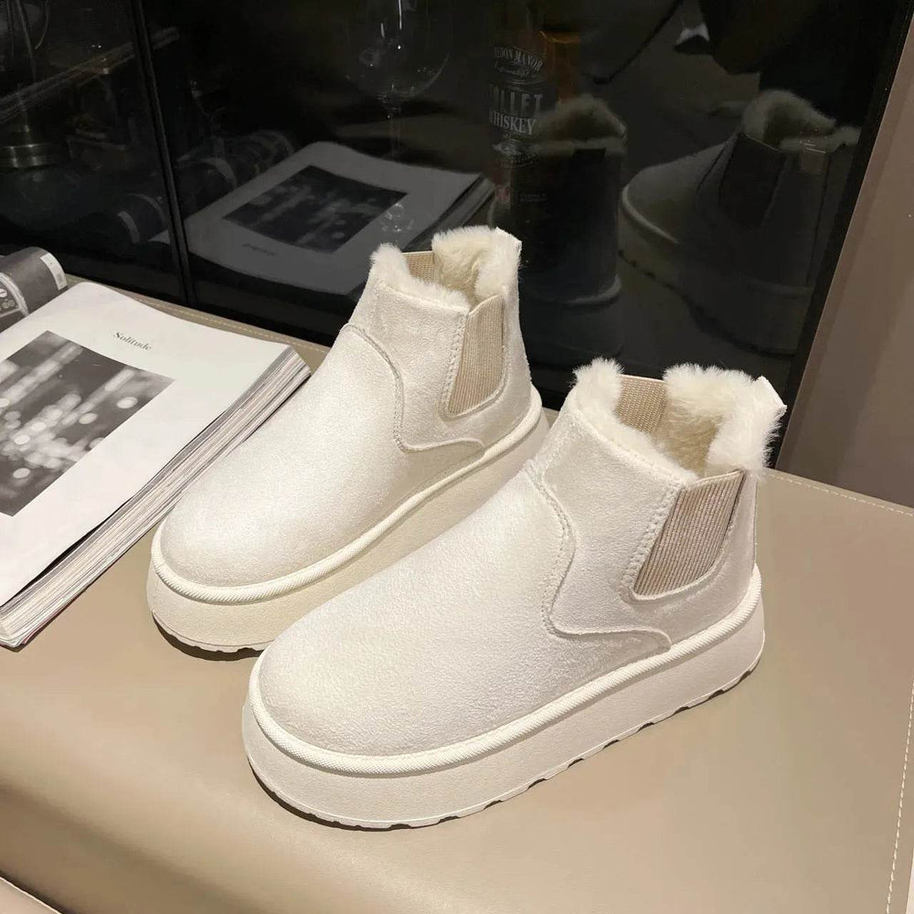 Women's Plush Boots Winter Warm Fleece Thick Flats Snow Boots Fashion Shoes - EX-STOCK Canada