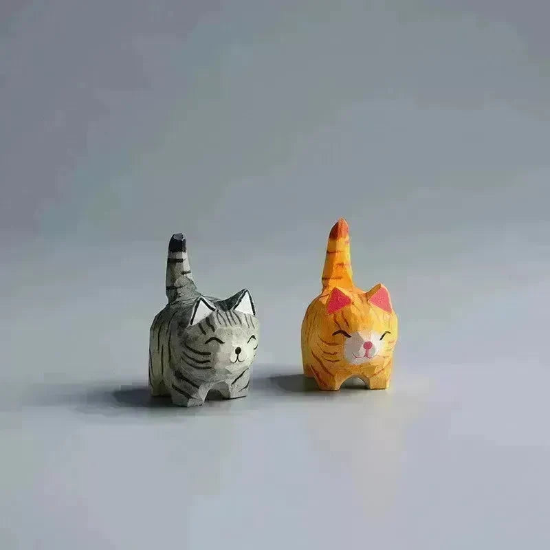 Creative Decorative Hand carved wooden Cat Trinkets Ornaments - EX-STOCK CANADA