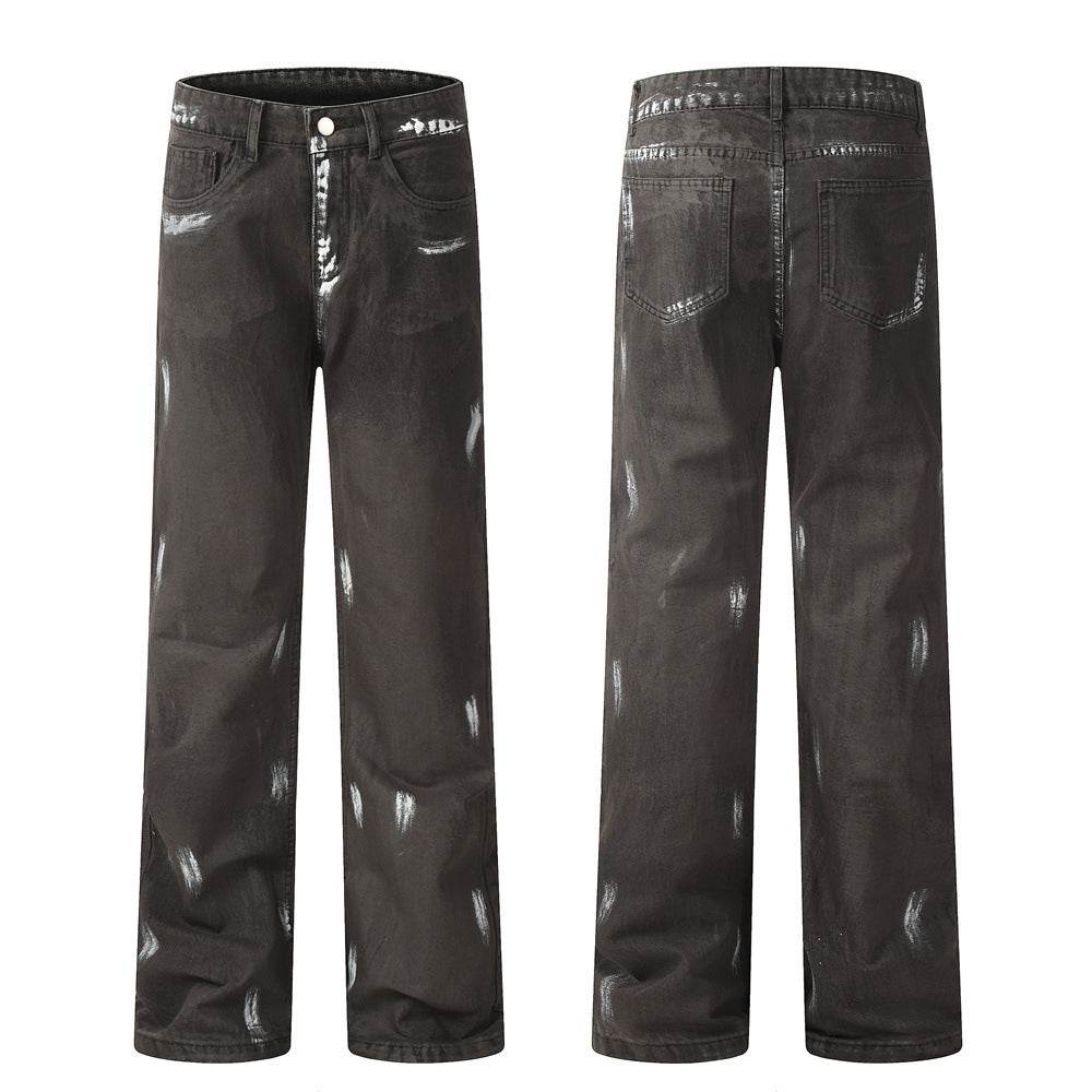 Punk Waste Soil Distressed Men Denim jeans pant Straight-leg Trousers - EX-STOCK Canada