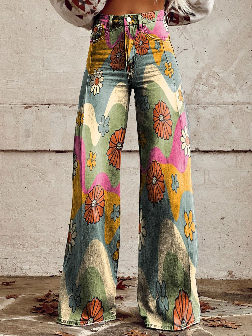 Plus-size Womens Casual Pants Lightweight Denim-look