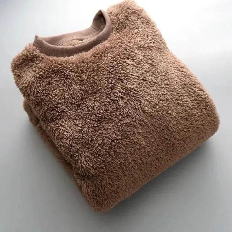 Autumn And Winter Plush Fuzzy Crewneck Pullover top for male - EX-STOCK Canada