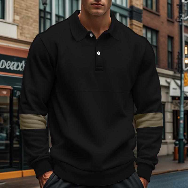 Maglietta Polo da Uomo alla Moda a Maniche Lunghe con Colletto e Bottoni, Top Sportivo Casual Largo, Abbigliamento Autunno PrimaveraEX-STOCK Canada