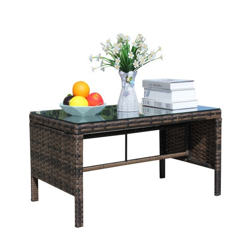 Mobilier de patio extérieur 1 table basse avec verre trempé transparentEX-STOCK Canada