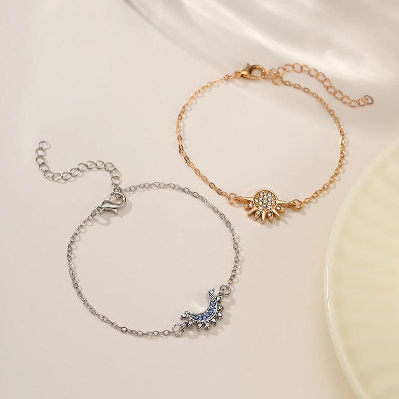 Personality Simple Rhinestone Sun Moon Lovers Bracelet - EX-STOCK Canada